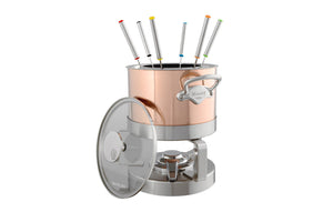 Mauviel 1830 M'Heritage M'150 S Copper Fondue Set With Stainless Steel Base, 3.4-Qt