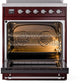 ILVE Nostalgie II 30" Induction Range with Element Stove and Electric Oven in Burgundy with Chrome Trim, UPI304NMPBUC
