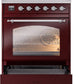 ILVE Nostalgie II 30" Induction Range with Element Stove and Electric Oven in Burgundy with Chrome Trim, UPI304NMPBUC