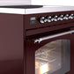 ILVE Nostalgie II 30" Induction Range with Element Stove and Electric Oven in Burgundy with Chrome Trim, UPI304NMPBUC