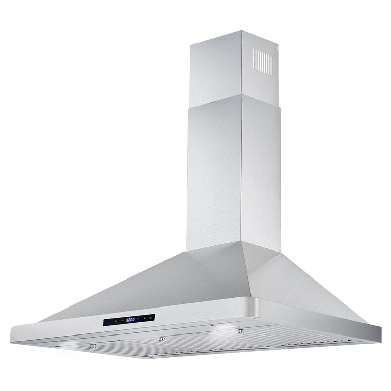 Cosmo 36" 380 CFM Convertible Wall Mount Range Hood with Push Button Controls and Carbon Filter Kit, COS-63190S-DL