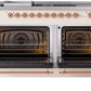 ILVE Nostalgie II 60" Dual Fuel Natural Gas Range in Antique White with Copper Trim, UP60FSNMPAWP