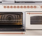 ILVE Nostalgie II 60" Dual Fuel Natural Gas Range in Antique White with Copper Trim, UP60FSNMPAWP