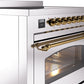ILVE Nostalgie II 36" Induction Range with Element Stove and Electric Oven in Stainless Steel with Brass Trim, UPI366NMPSSG
