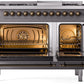 ILVE Nostalgie II 48" Dual Fuel Propane Gas Range in Matte Graphite with Bronze Trim, UP48FNMPMGBLP