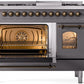 ILVE Nostalgie II 48" Dual Fuel Propane Gas Range in Matte Graphite with Bronze Trim, UP48FNMPMGBLP