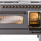 ILVE Nostalgie II 48" Dual Fuel Propane Gas Range in Matte Graphite with Bronze Trim, UP48FNMPMGBLP