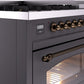 ILVE Nostalgie II 48" Dual Fuel Propane Gas Range in Matte Graphite with Bronze Trim, UP48FNMPMGBLP