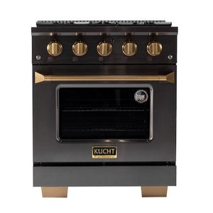Kucht Gemstone Professional 30" 4.2 cu. ft. Dual Fuel Range in Titanium Stainless Steel with Gold Accents, KED304