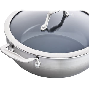 ZWILLING 4.6 Qt. Stainless Steel Ceramic Non-Stick Perfect Pan, Spirit 3-Ply Ceramic Series