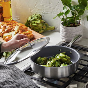 ZWILLING 3 Qt. Stainless Steel Ceramic Non-Stick Sauté Pan, Spirit 3-Ply Ceramic Series