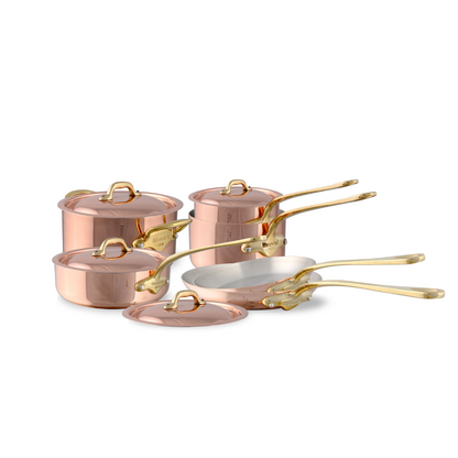 Mauviel 1830 M'Heritage M'150 B 10-Piece Copper Cookware Set With Brass Handles