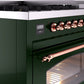 ILVE Nostalgie II 48" Dual Fuel Natural Gas Range in Emerald Green with Copper Trim, UP48FNMPEGP