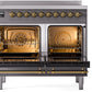 ILVE Nostalgie II 40" Induction Range with Element Stove and Electric Oven in Matte Graphite with Brass Trim, UPDI406NMPMGG