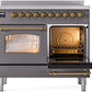 ILVE Nostalgie II 40" Induction Range with Element Stove and Electric Oven in Matte Graphite with Brass Trim, UPDI406NMPMGG