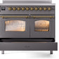 ILVE Nostalgie II 40" Induction Range with Element Stove and Electric Oven in Matte Graphite with Brass Trim, UPDI406NMPMGG