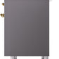 ILVE Nostalgie II 40" Induction Range with Element Stove and Electric Oven in Matte Graphite with Brass Trim, UPDI406NMPMGG