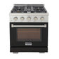 Kucht Professional 30" 4.2 cu. ft. Natural Gas Range in Black with True Simmer Burners, KFX3000X-BK
