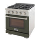 Kucht Professional 30" 4.2 cu. ft. Natural Gas Range in Olive Green with True Simmer Burners, KFX3000X-G