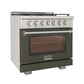 Kucht Professional 36" 5.2 cu. ft. Propane Gas Range in Olive Green with Silver Accents, KFX360/LP-G