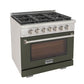 Kucht Professional 36" 5.2 cu. ft. Natural Gas Range in Olive Green with True Simmer Burners, KFX3600X-G