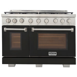 Kucht Professional 48" 6.7 cu. ft. Natural Gas Range in Black with True Simmer Burners, KFX4800X-BK