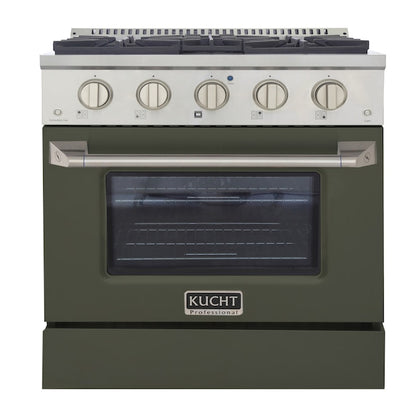 Kucht 30" Pro-Style Propane Gas Dual Fuel Range with 4 Burners in Olive Green, KDF302/LP-OG