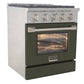 Kucht Professional 30" 4.2 cu ft. Natural Gas Range in Olive Green with Silver Accents, KNG301-OG
