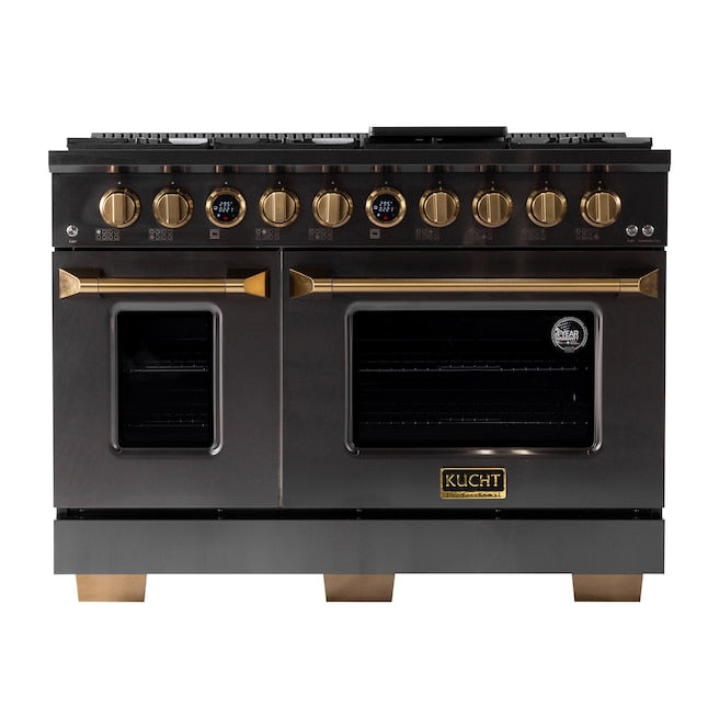 Kucht 48" 8 Burner Double Oven Natural Gas Dual Fuel Range in Titanium