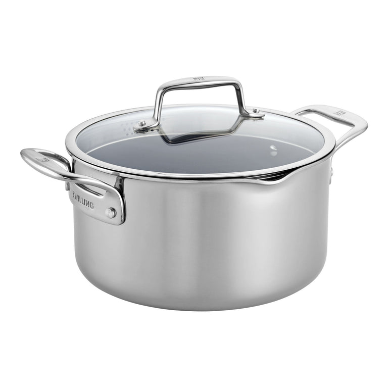 ZWILLING 6 Qt. Stainless Steel Ceramic Non-Stick Dutch Oven, Clad CFX Series