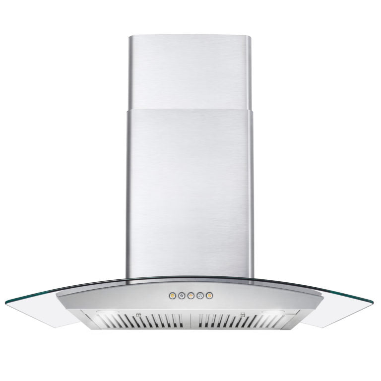 Cosmo 30" 380 CFM Convertible Wall Mount Range Hood with Glass Canopy and Push Button Controls, COS-668WRC75