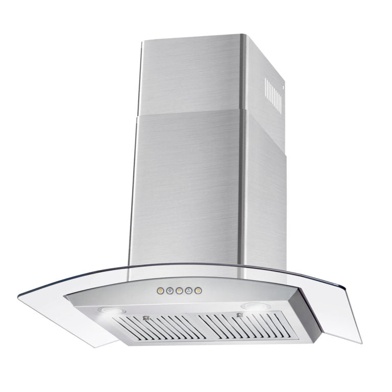 Cosmo 30" 380 CFM Convertible Wall Mount Range Hood with Glass Canopy and Push Button Controls, COS-668A750