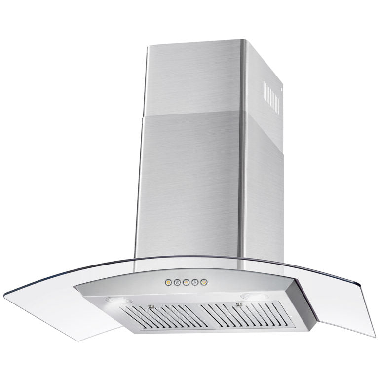Cosmo 36" 380 CFM Convertible Wall Mount Range Hood with Glass Canopy and Push Button Controls, COS-668A900