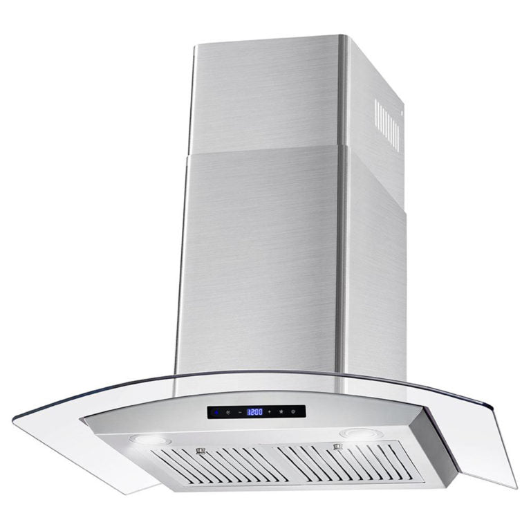 Cosmo 30" 380 CFM Convertible Wall Mount Range Hood with Glass Canopy and Digital Touch Controls, COS-668AS750