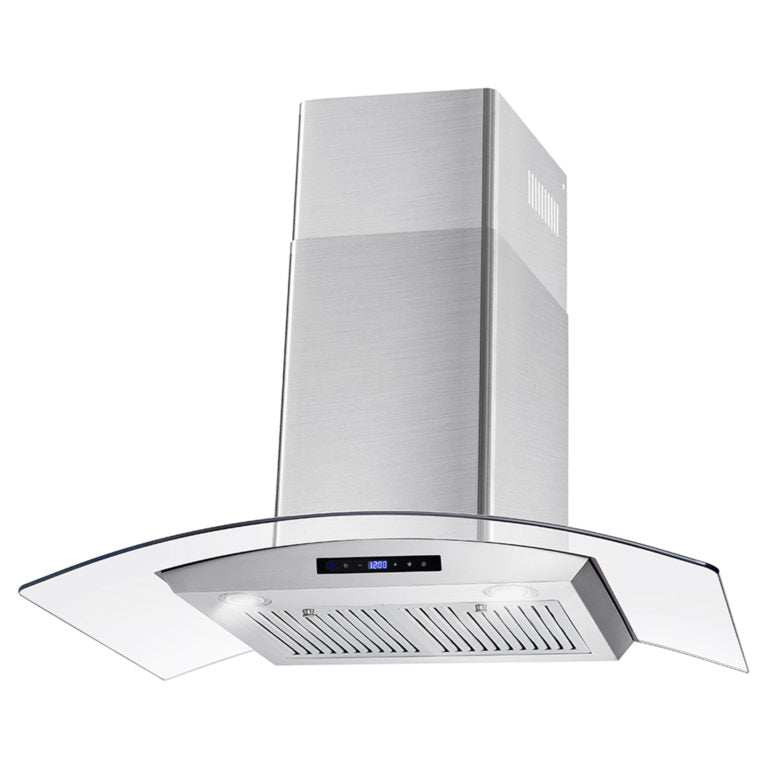 Cosmo 36" 380 CFM Convertible Wall Mount Range Hood with Glass Canopy and Digital Touch Controls, COS-668AS900