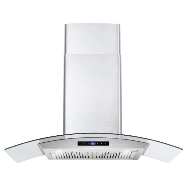 Cosmo 36" 380 CFM Convertible Wall Mount Range Hood with Glass Canopy and Digital Touch Controls, COS-668WRCS90