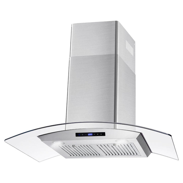 Cosmo 36" 380 CFM Convertible Wall Mount Range Hood with Glass Canopy and Digital Touch Controls, COS-668WRCS90