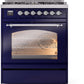 ILVE Nostalgie II 30" Dual Fuel Natural Gas Range in Blue with Chrome Trim, UP30NMPMBC
