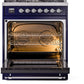 ILVE Nostalgie II 30" Dual Fuel Natural Gas Range in Blue with Chrome Trim, UP30NMPMBC