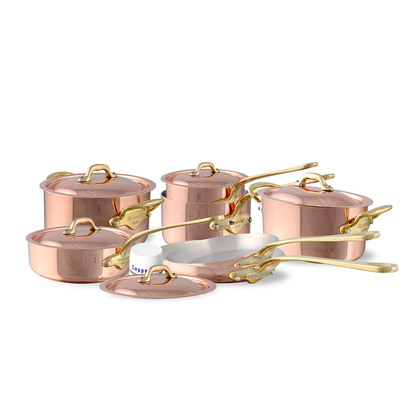 Mauviel 1830 M'Heritage M'150 B 12-Piece Copper Cookware Set With Brass Handles