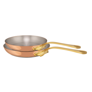 Mauviel 1830 M'Heritage M'150 B 2-Piece Copper Frying Pan Set With Brass Handles