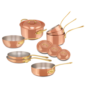 Mauviel 1830 M'Heritage M'150 B 12-Piece Copper Cookware Set With Brass Handles