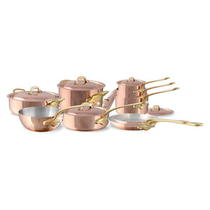 Mauviel 1830 M'Heritage M'150 B 16-Piece Copper Cookware Set With Brass Handles