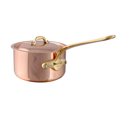 Mauviel 1830 M'Heritage M'150 B Copper Sauce Pan With Lid, Brass Handle