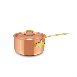 Mauviel 1830 M'Heritage M'150 B Copper Sauce Pan With Lid, Brass Handle