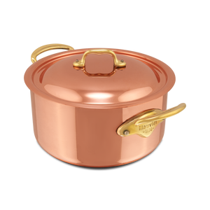 Mauviel 1830 M'Heritage M'150 B Copper Stewpan With Lid, Brass Handles
