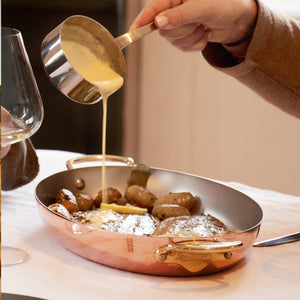 Mauviel 1830 M'Heritage M'150 B Copper Oval Gratin Pan With Brass Handles