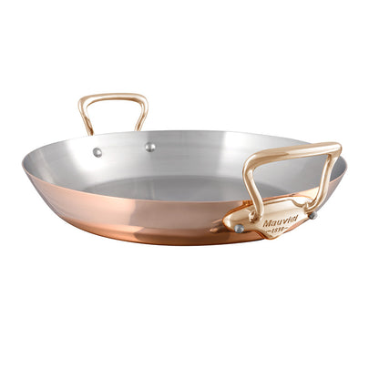 Mauviel 1830 M'Heritage M'150 B Copper Paella Pan With Brass Handles, 15.7-In