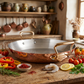 Mauviel 1830 M'Heritage M'150 B Copper Paella Pan With Brass Handles, 15.7-In
