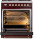 ILVE Nostalgie II 30" Dual Fuel Natural Gas Range in Burgundy with Copper Trim, UP30NMPBUP